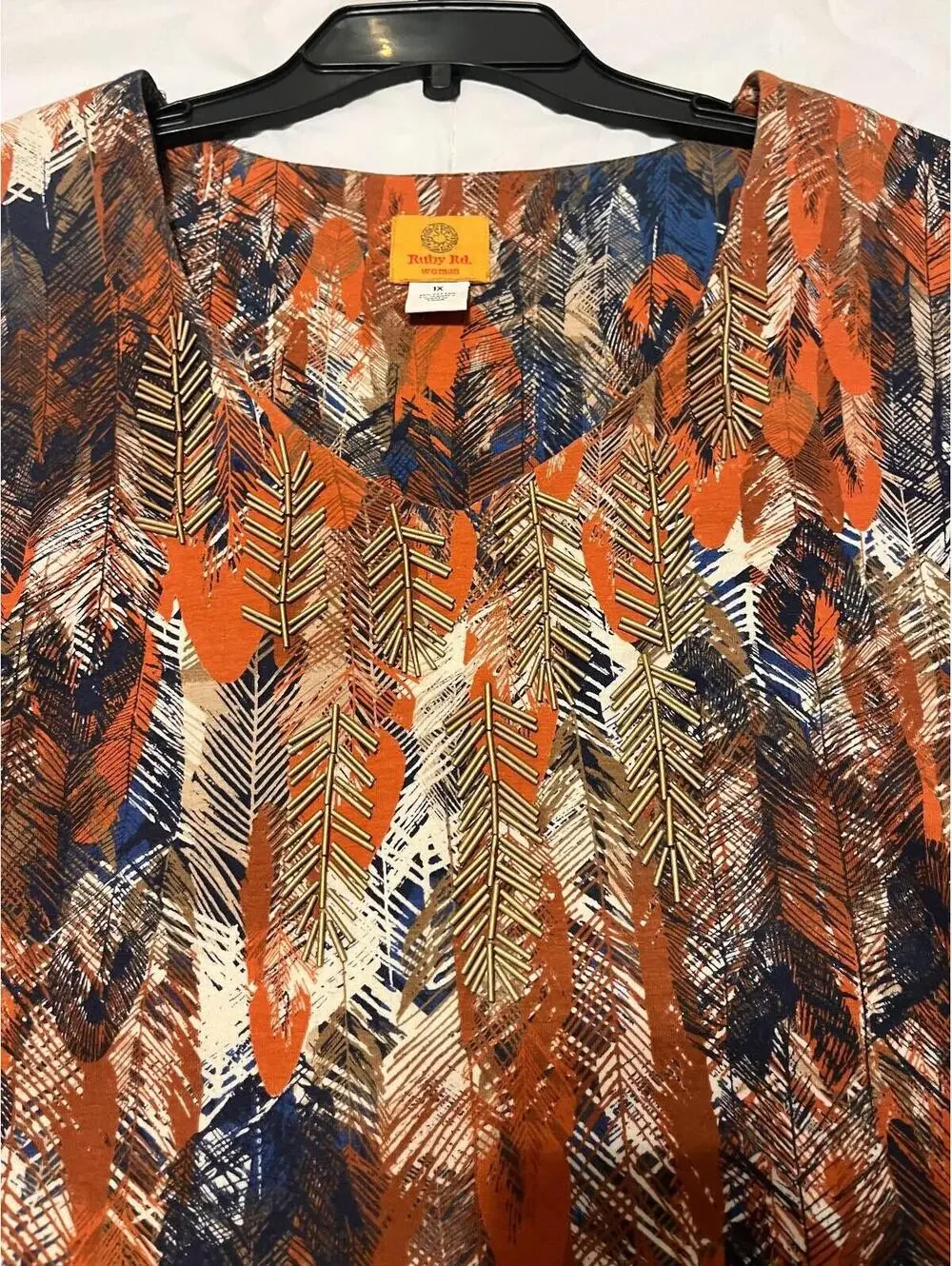 Lot of 2 Ruby Rd. Size 1X Women's Blouse  Feather & Stripe Print Top NWT Size 1X - Picture 12 of 15